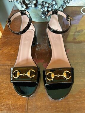 Gucci Patent Open Toe Heels NIB